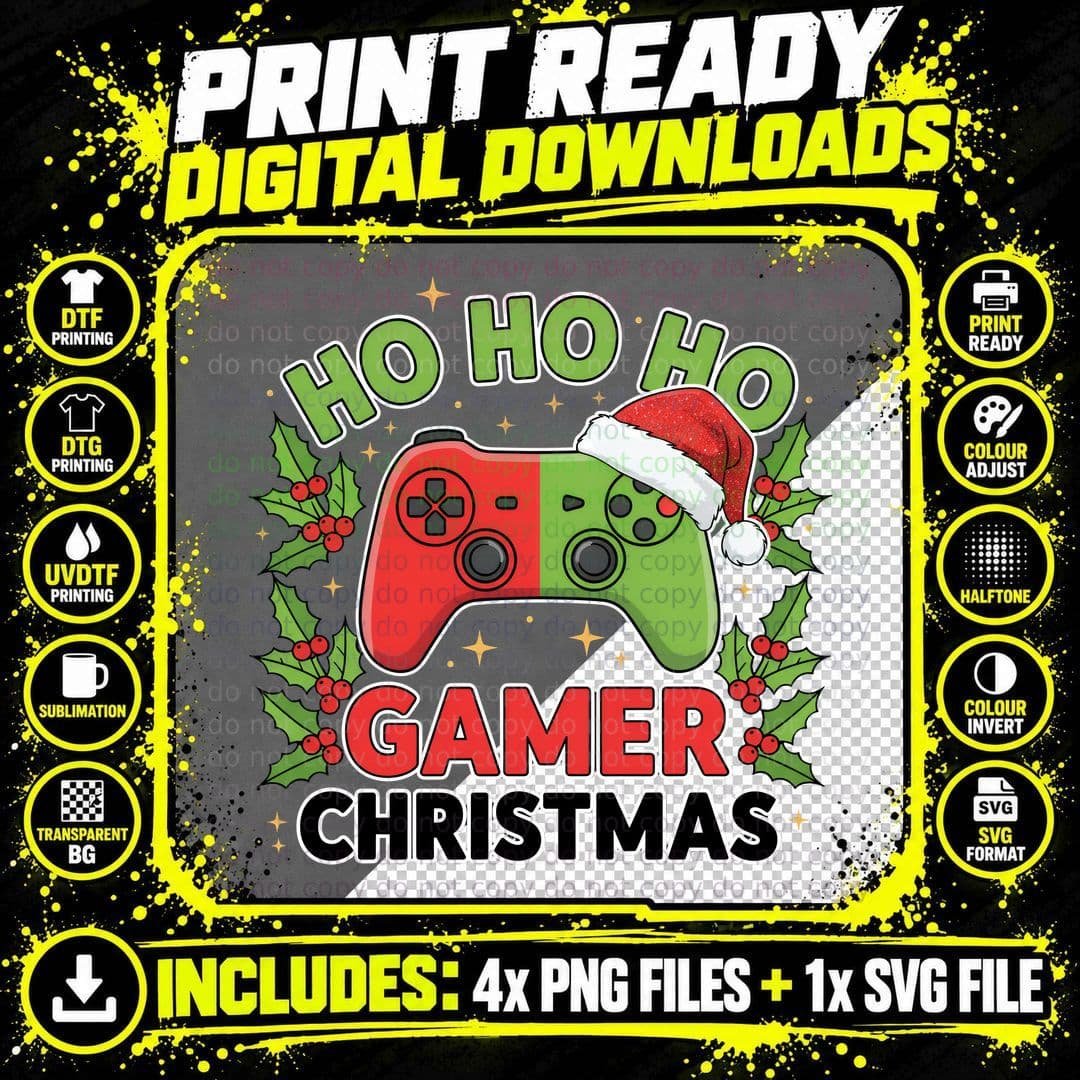 Ho Ho Gamer Christmas T-Shirt, Funny Xmas Tee Png SVG Digital Bundle