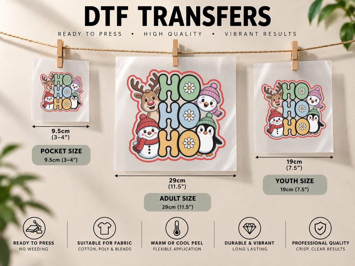 Ho Ho Ho Christmas, Funny Xmas, Xmas Humor DTF Transfer Iron On