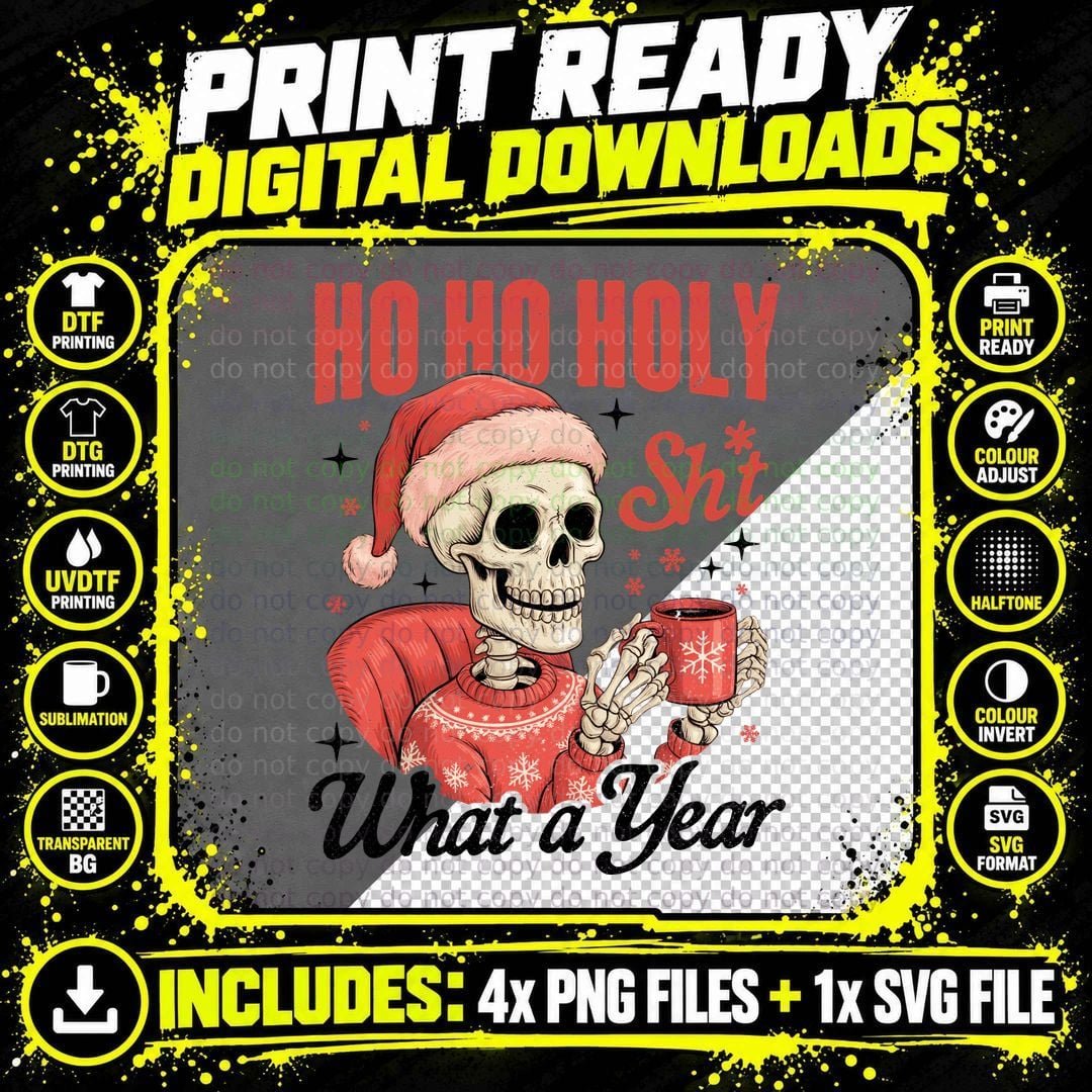 Ho Ho Holy Sh T Christmas T-Shirt, Funny Xmas Tee Png SVG Digital Bundle
