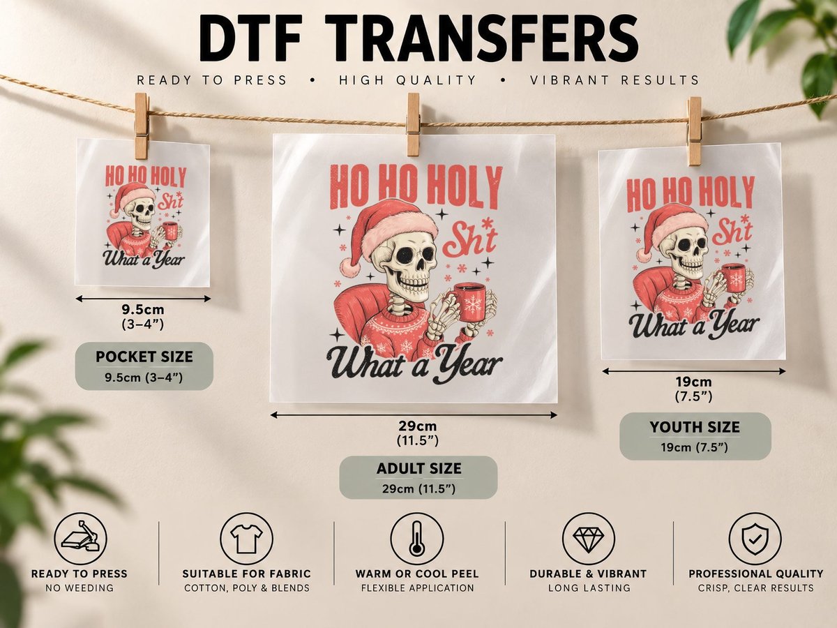 Ho Ho Holy Sh T Christmas, Funny Xmas, Xmas Humor DTF Transfer Iron On