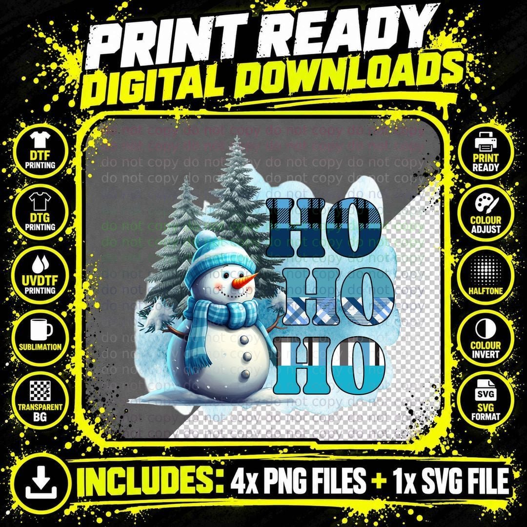 Hohoho Winter T-Shirt, Winter Snowman in Snowy Forest Png SVG Digital Bundle