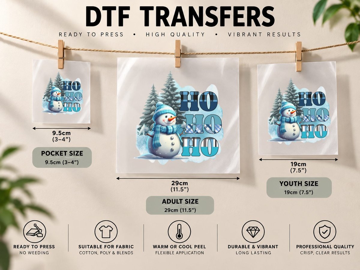 Hohoho Winter, Winter Snowman in Snowy Forest Graphic DTF Transfer Iron On