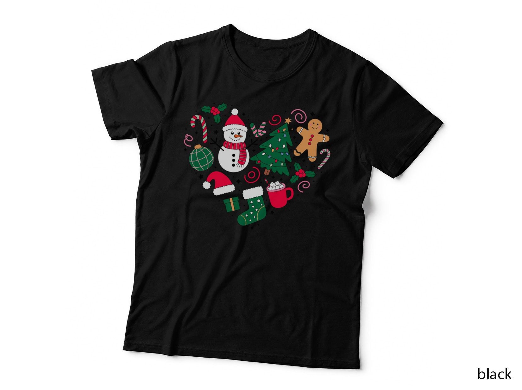 Holiday Elements Circle Design Christmas T-Shirt, Funny Xmas Graphic Tee
