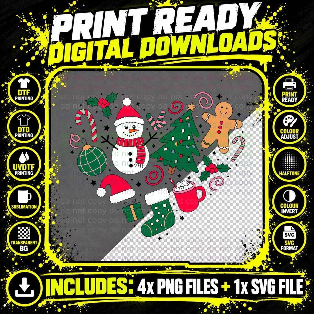 Holiday Elements Circle Design Christmas T-Shirt Png SVG Digital Bundle