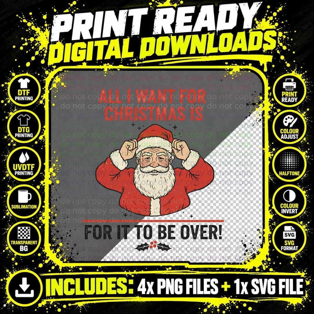 Holly Branch with Red Hat Christmas T-Shirt Png SVG Digital Bundle