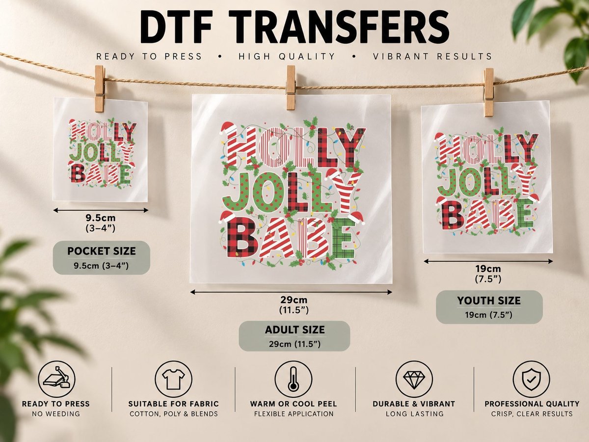 Holly Jolly Babe Christmas, Funny Xmas, Holiday Gift DTF Transfer Iron On