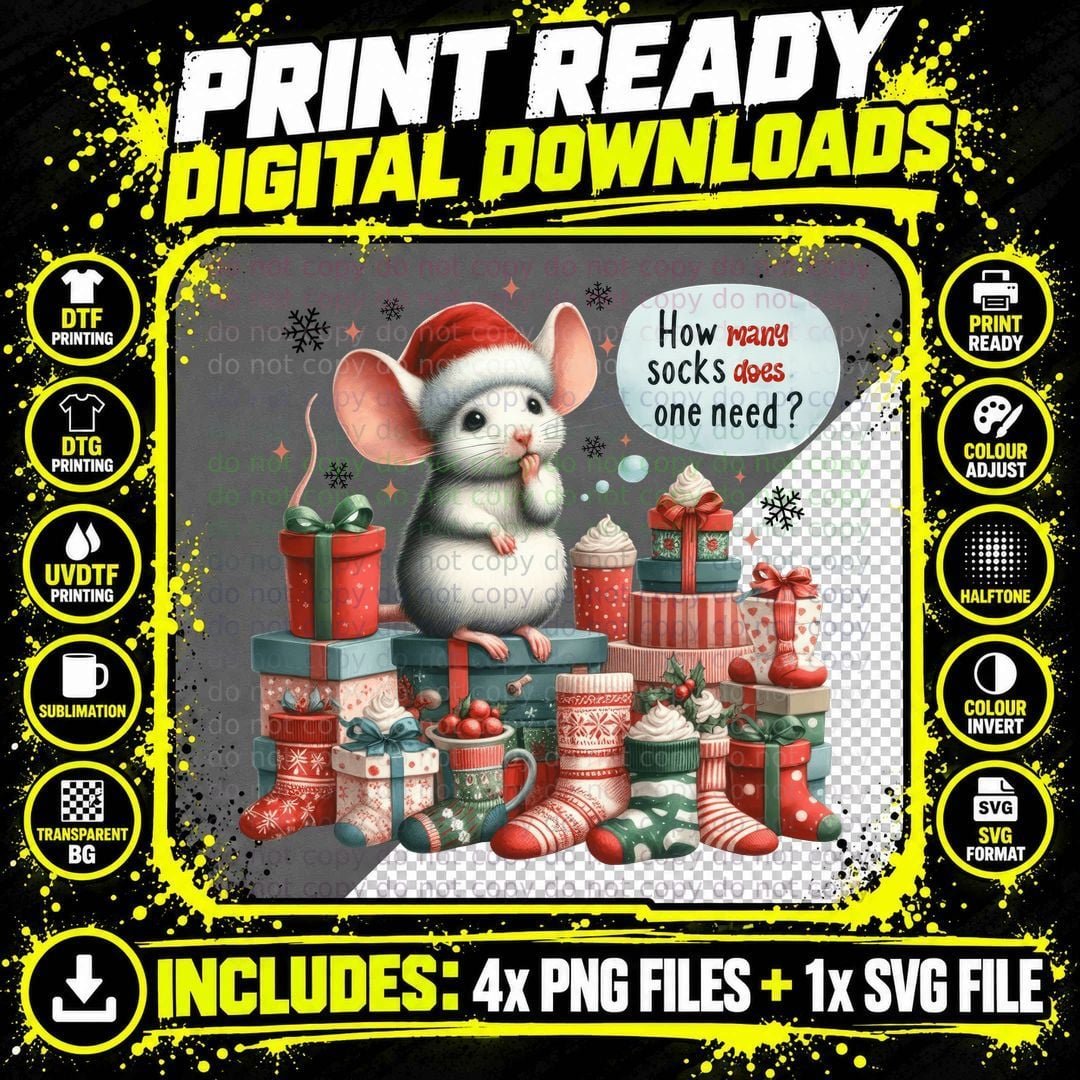 How Many Socks Does One Need Christmas T-Shirt Png SVG Digital Bundle