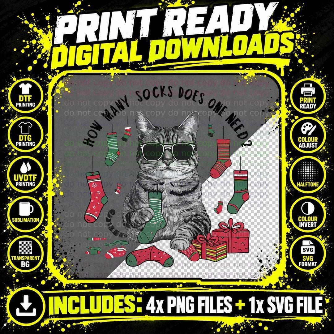How Many Socks Does One Need Christmas T-Shirt Png SVG Digital Bundle
