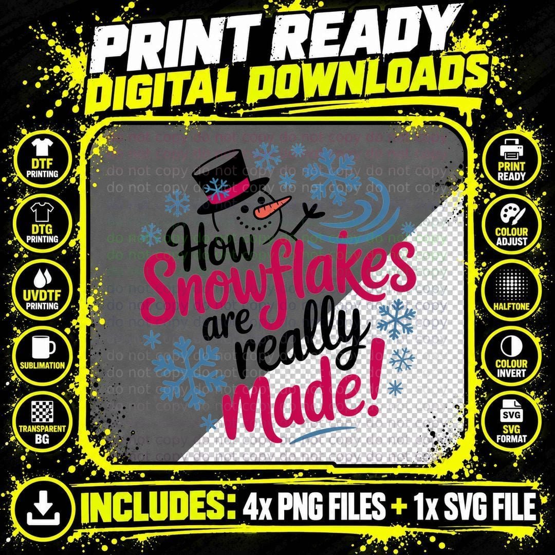 How Snowflakes Are Really Made! Christmas T-Shirt Png SVG Digital Bundle