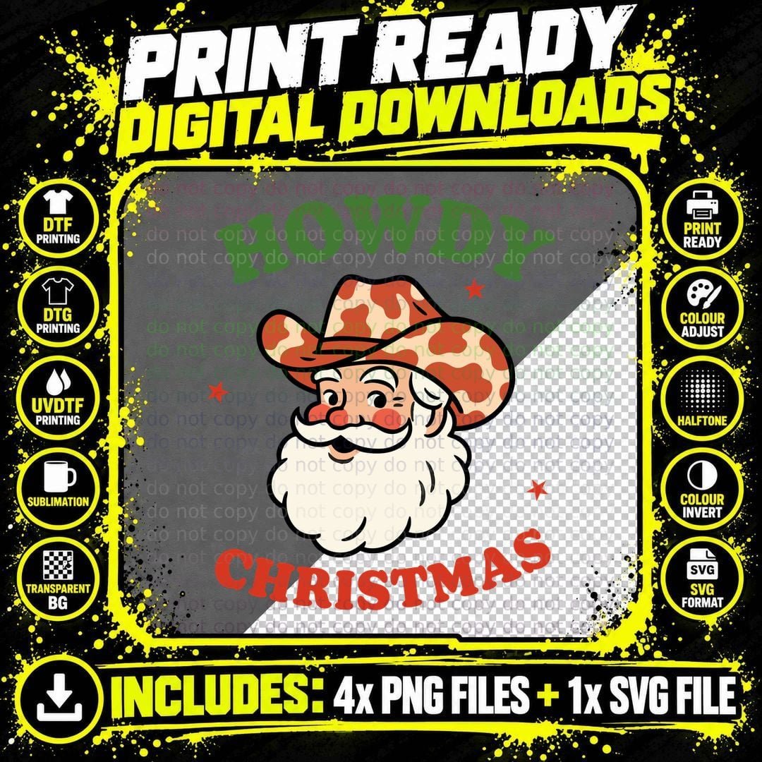 Howdy Christmas Design T-Shirt, Funny Xmas Tee Png SVG Digital Bundle