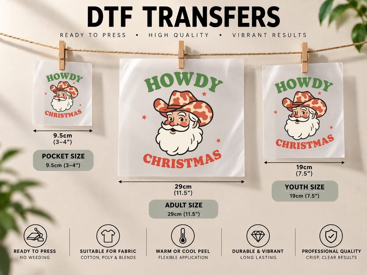 Howdy Christmas Design, Funny Xmas, Xmas Humor DTF Transfer Iron On