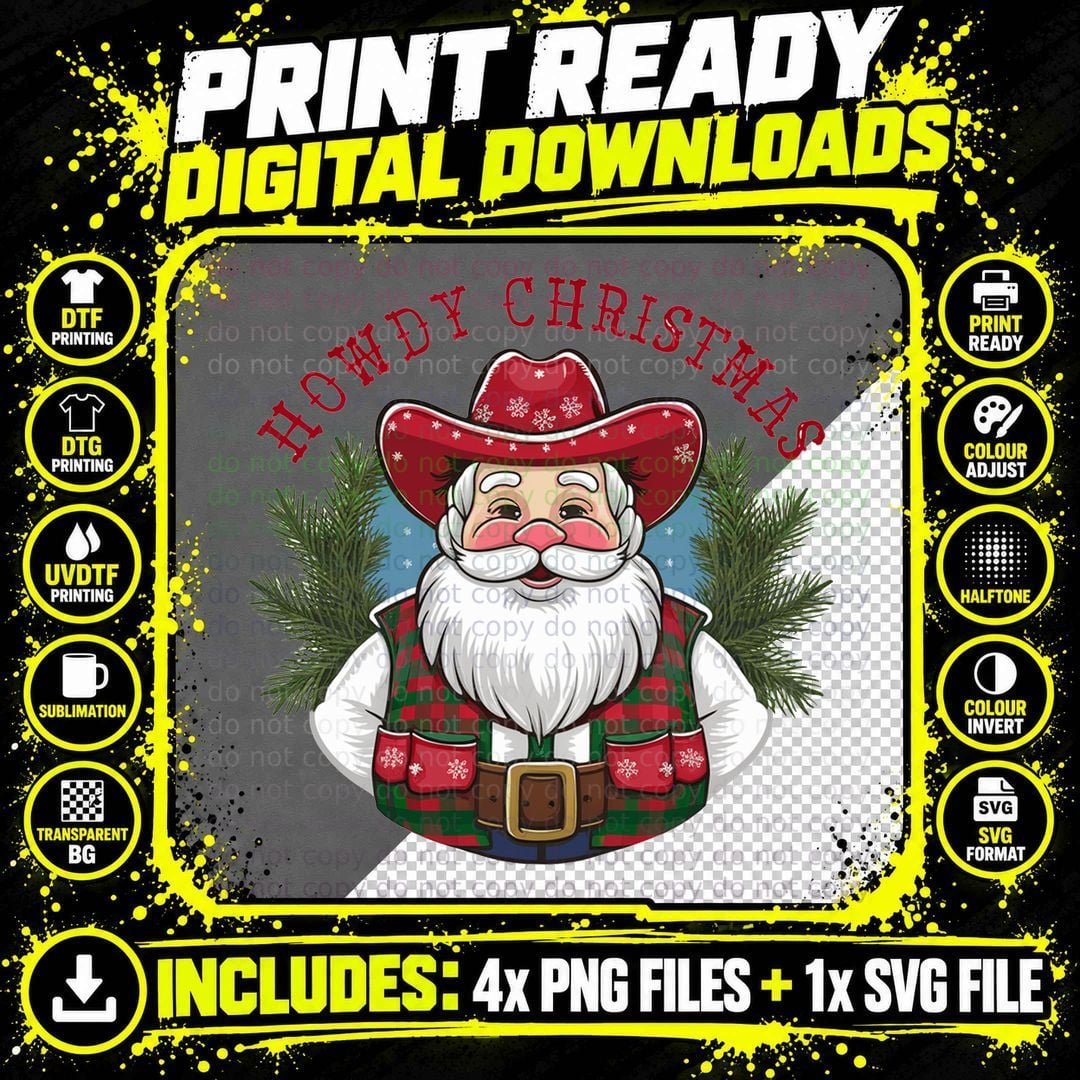 Howdy Christmas T-Shirt, Funny Xmas Tee Png SVG Digital Bundle