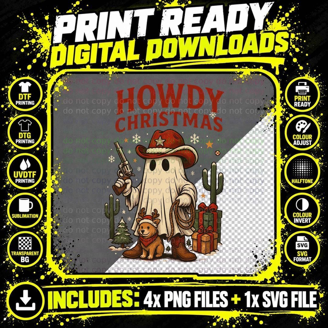 Howdy Christmas T-Shirt, Funny Xmas Tee, Xmas Humor Shirt Png SVG Digital Bundle