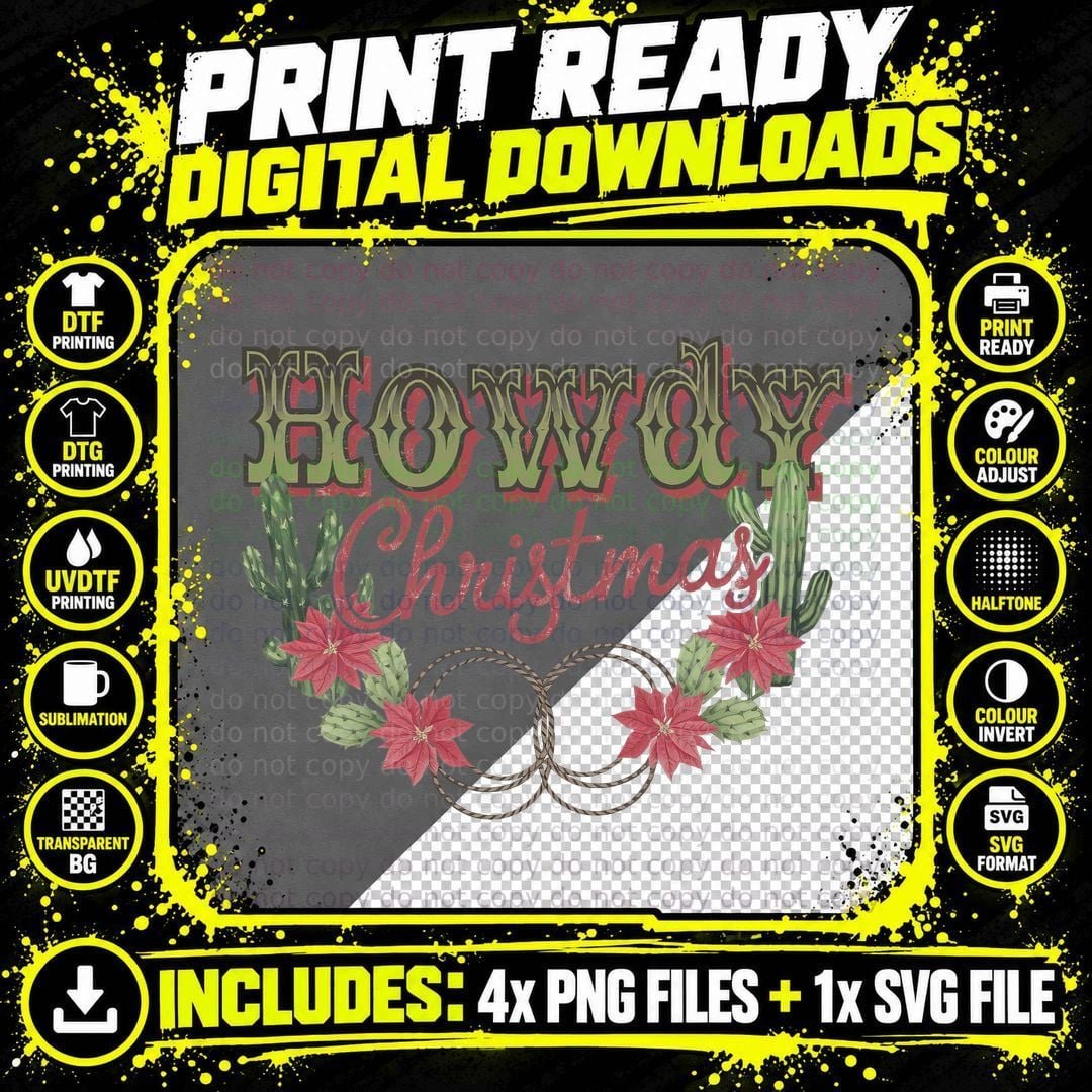 Howdy Christmas Western T-Shirt, Western Christmas Png SVG Digital Bundle