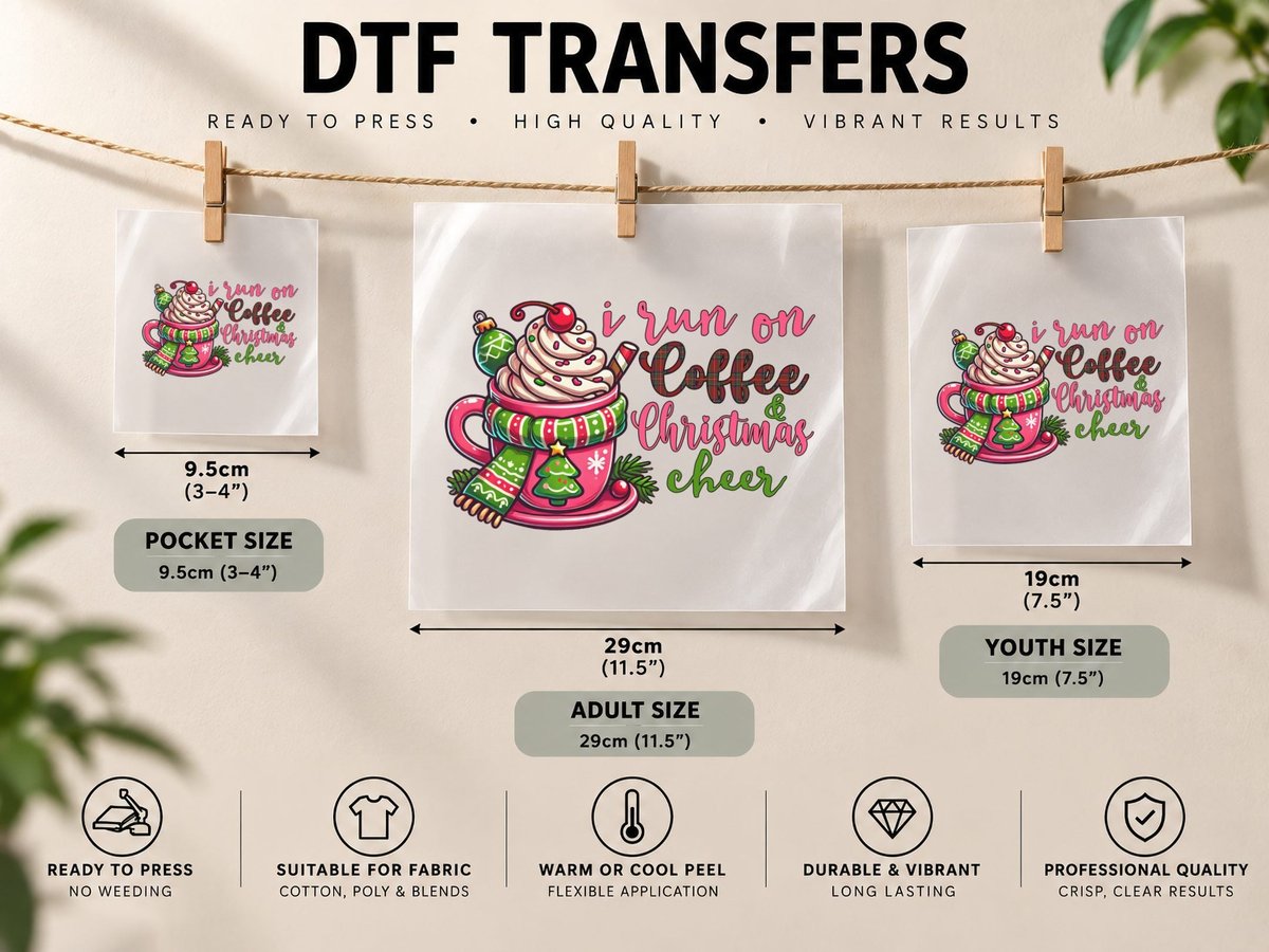 I Run on Coffee & Christmas Cheer Winter DTF Transfer Iron On