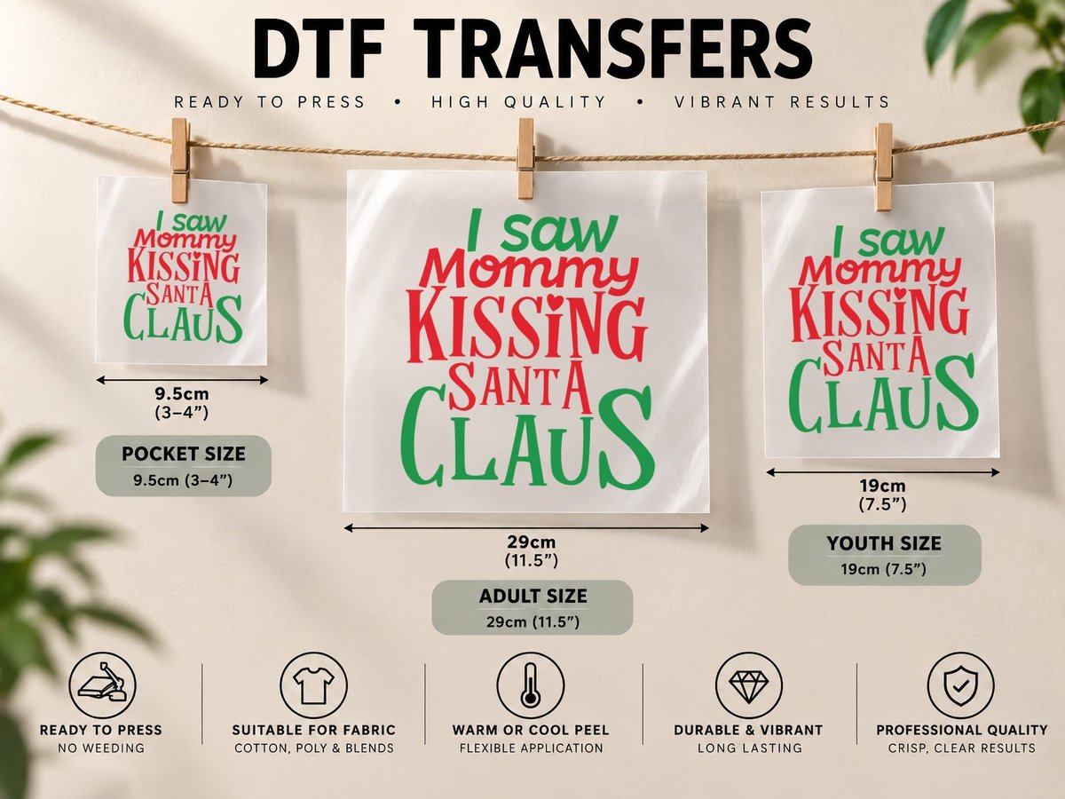 I Saw Mommy Kissing Santa Claus DTF Transfer Iron On