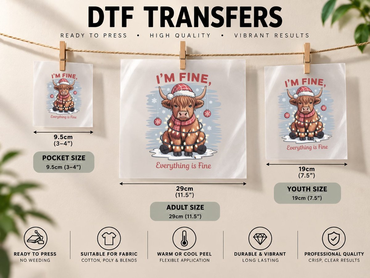 I'm Fine Everything Is Fine Christmas, Funny Xmas DTF Transfer Iron On