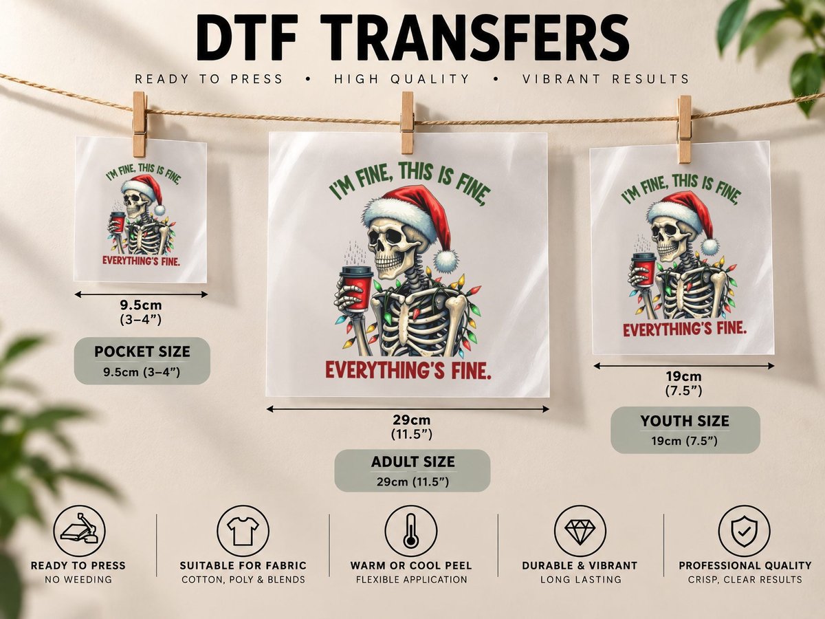 I'm Fine This Is Fine Everything's Fine. Christmas DTF Transfer Iron On