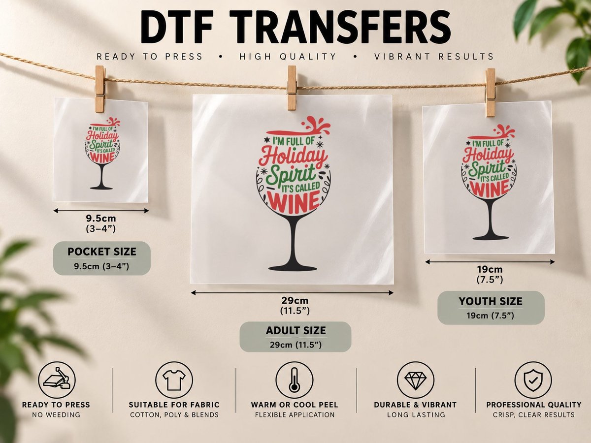 I'm Full of Holiday Spirit It's Called Wine Christmas DTF Transfer Iron On