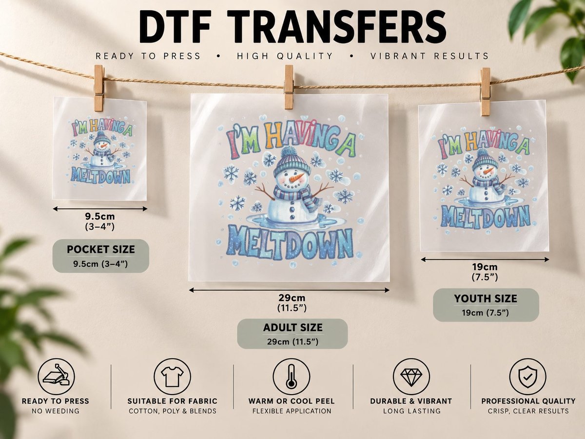 I'm Having a Meltdown Winter, Melting Snowman with Falling DTF Transfer Iron On
