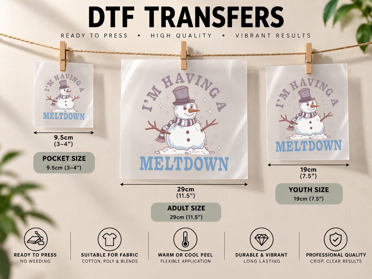 I'm Having a Meltdown Winter, Melting Snowman with Top Hat DTF Transfer Iron On