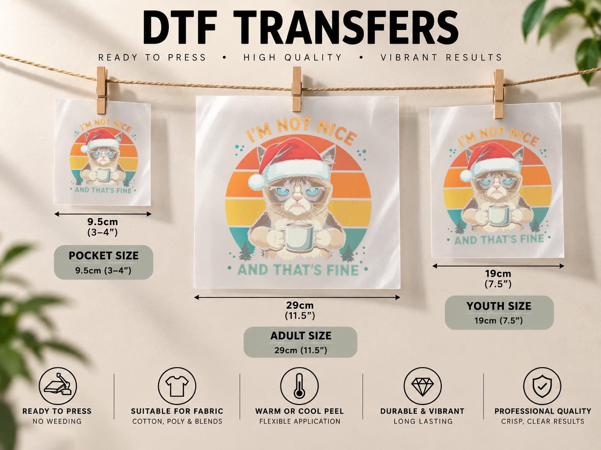 I'm Not Nice and That's Fine Funny Cat DTF Transfer Iron On