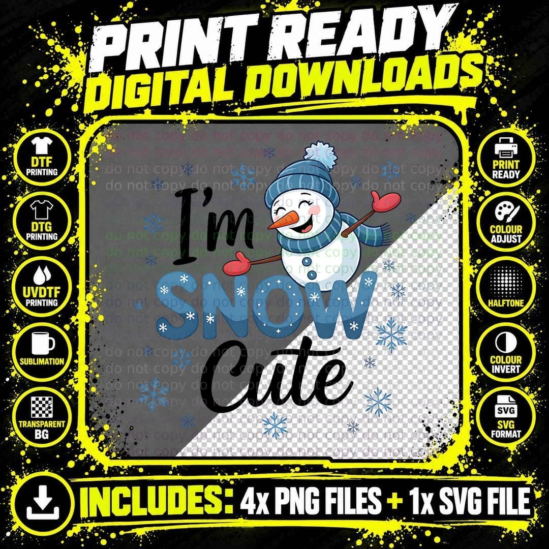 I'm Snow Cute Winter T-Shirt, Snowman Holding Shovel Png SVG Digital Bundle