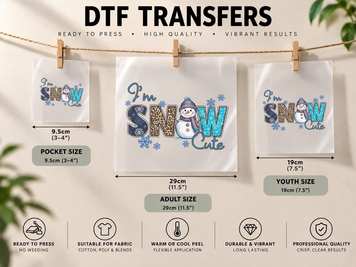 I'm Snow Cute Winter, Snowman in Winter Attire with Graphic DTF Transfer Iron On