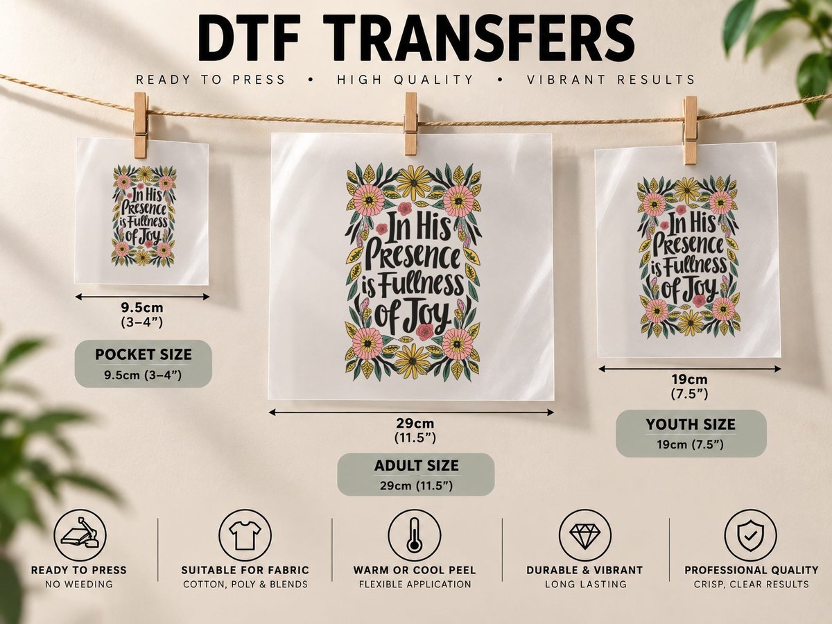 In His Presence Is Fullness of Joy DTF Transfer Iron On