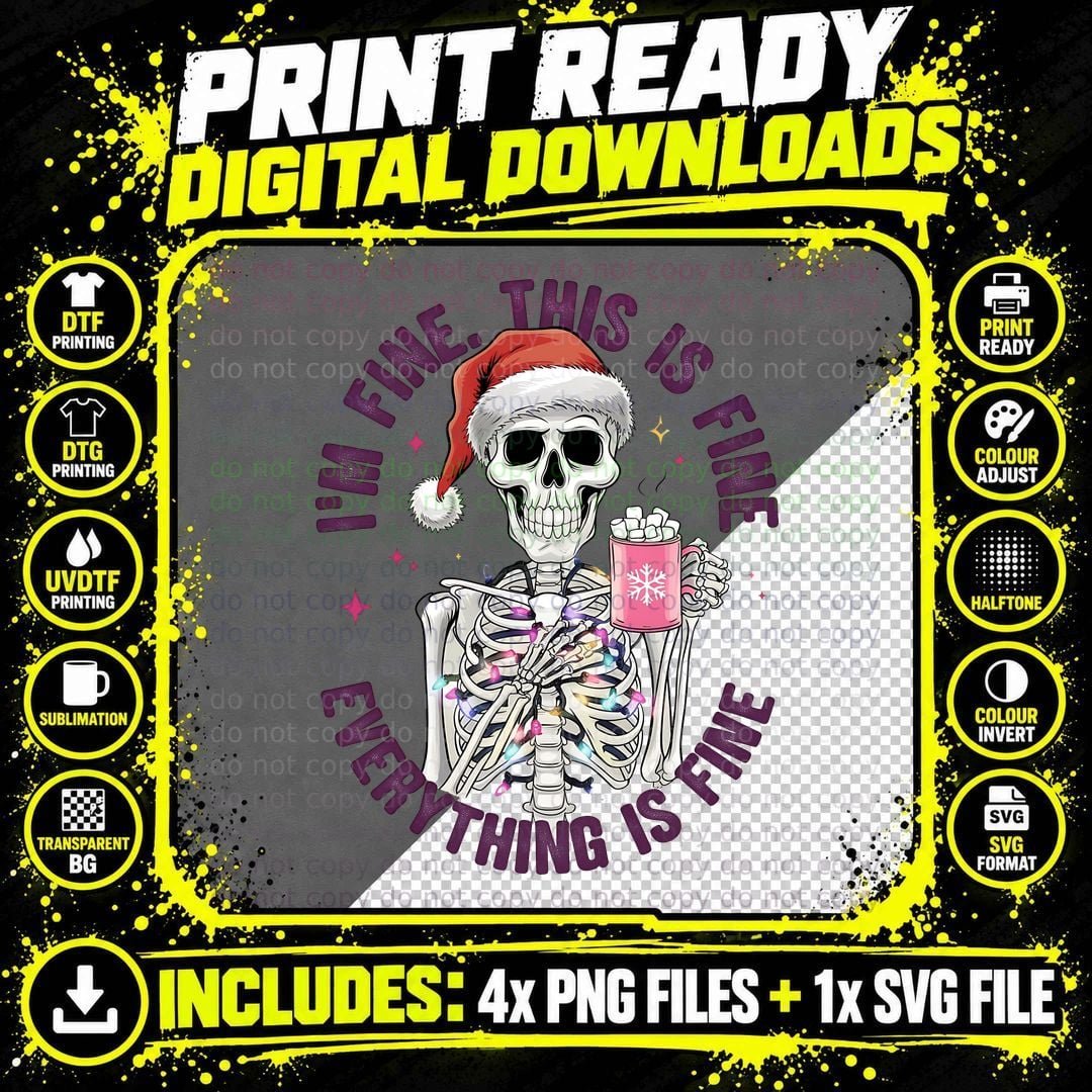 In This Fine Everything Is Fine Christmas T-Shirt Png SVG Digital Bundle