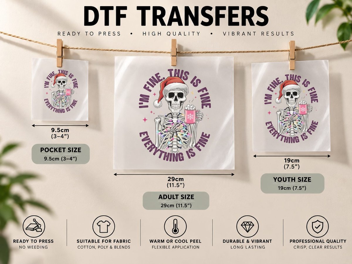In This Fine Everything Is Fine Christmas, Funny Xmas DTF Transfer Iron On