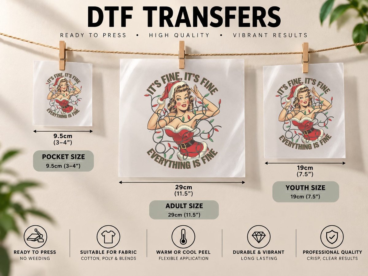 It's Fine It's Fine Everything Is Fine Funny Girl DTF Transfer Iron On
