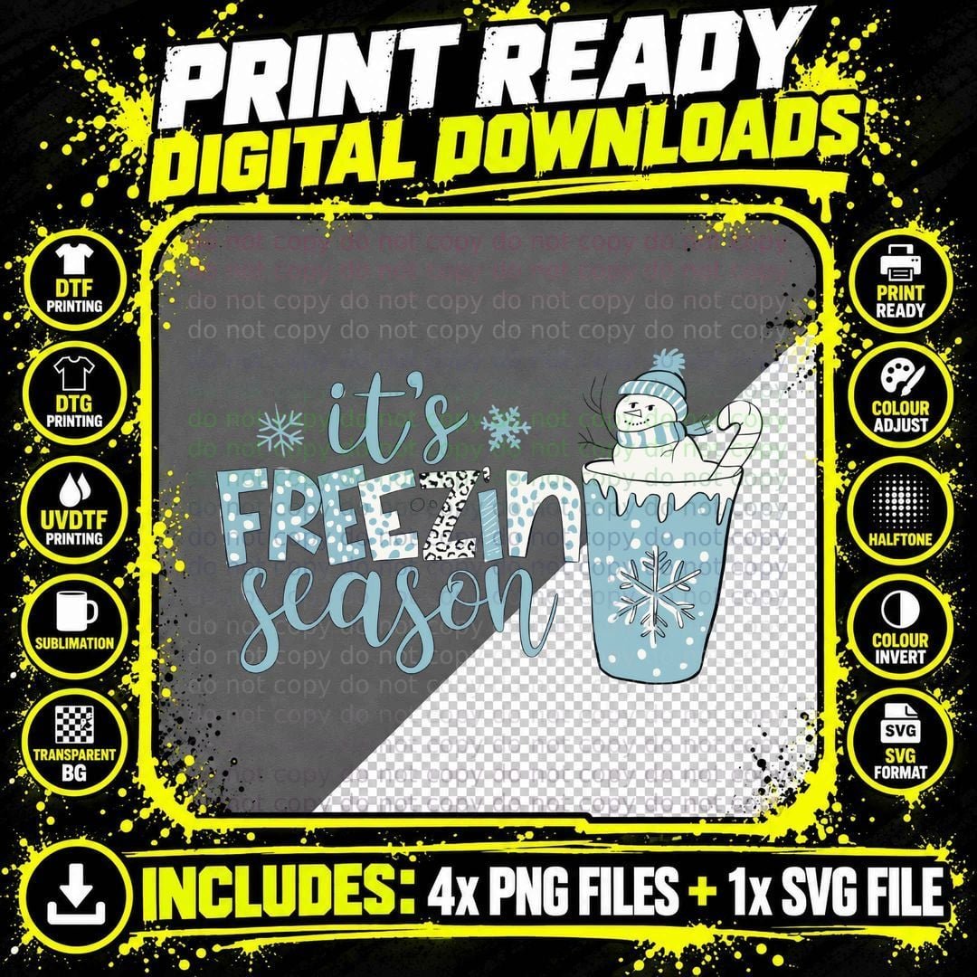 It's Freezin Season Winter T-Shirt Png SVG Digital Bundle
