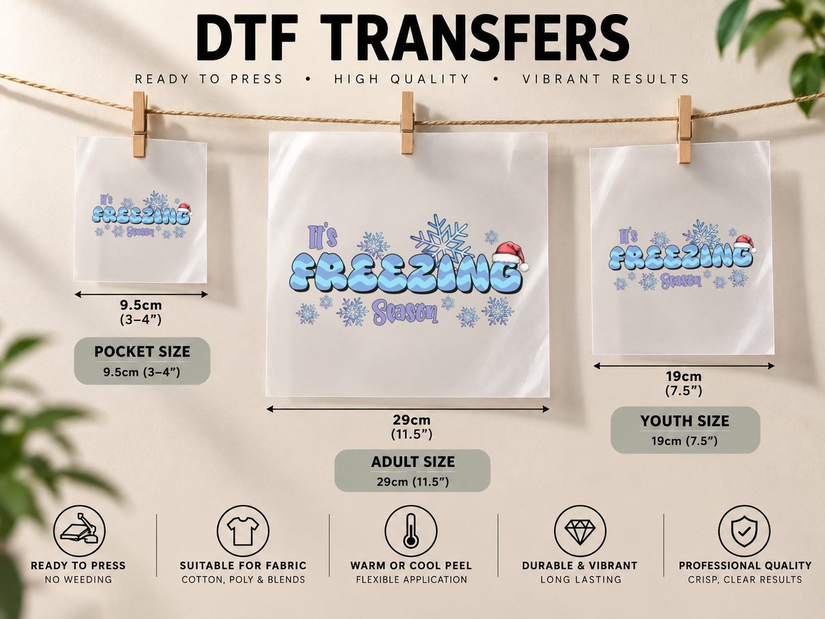 It's Freezing Season Winter, Winter Snowflakes with DTF Transfer Iron On