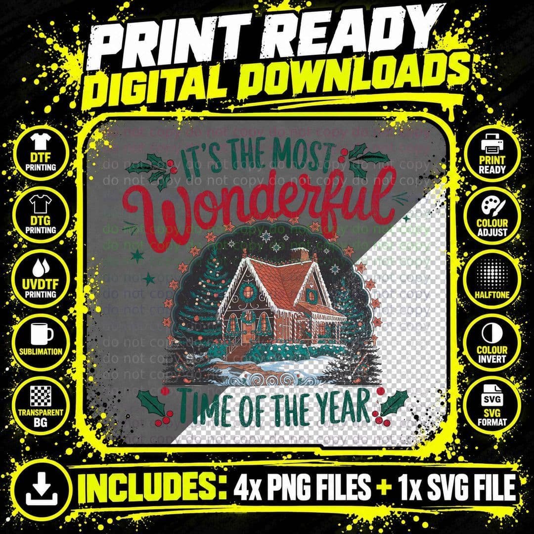 It's the Most Wonderful Time of the Year Christmas Png SVG Digital Bundle
