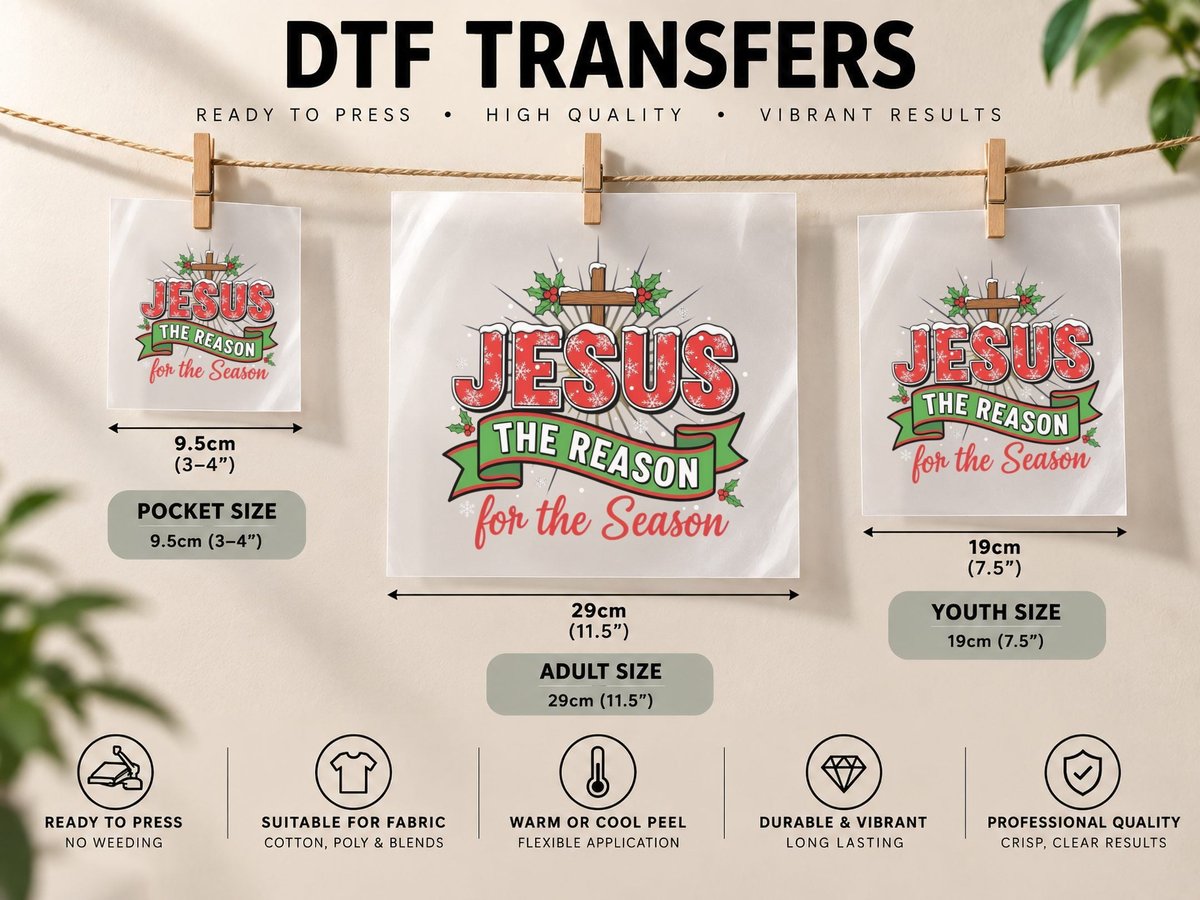 Jesus the Reason for the Season Christmas, Funny Xmas DTF Transfer Iron On