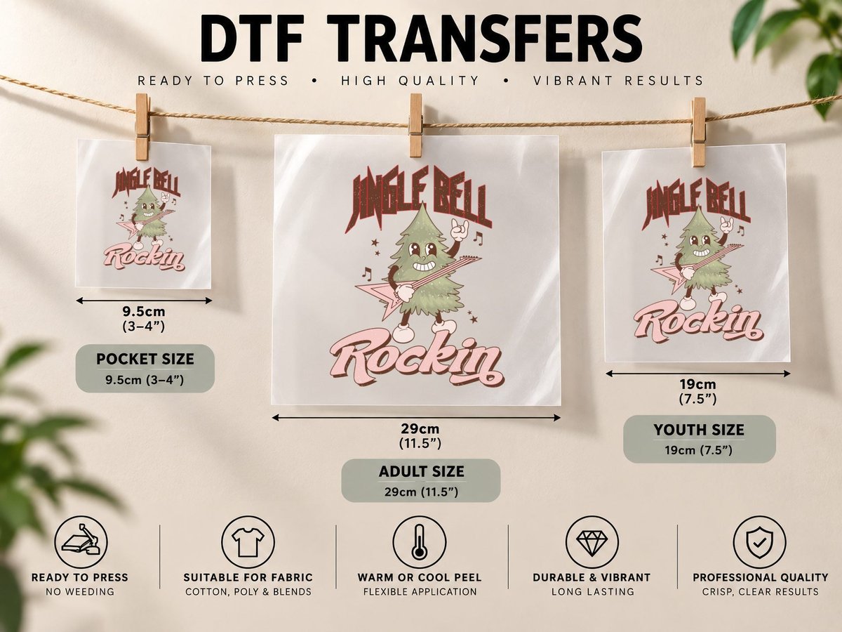 Jingle Bell Rockin' Christmas, Christmas Tree Playing DTF Transfer Iron On