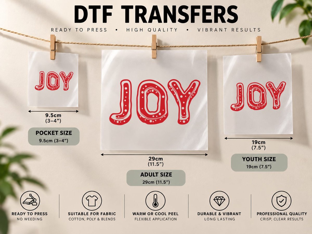 Joy Holiday Red Polka Dot Letters Christmas DTF Transfer Iron On