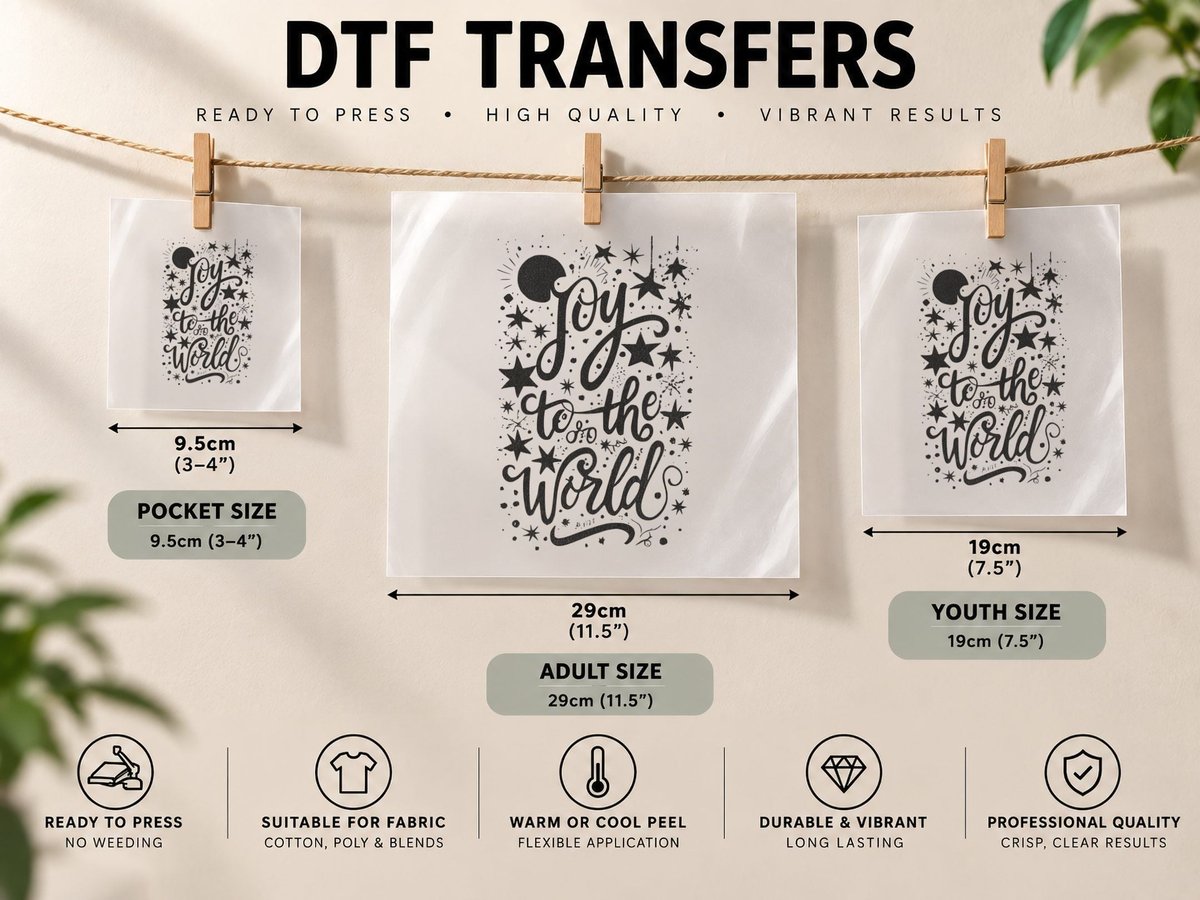 Joy to the World Black DTF Transfer Iron On