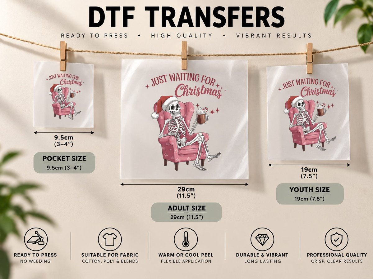 Just Waiting for Christmas, Funny Xmas, Xmas Humor DTF Transfer Iron On