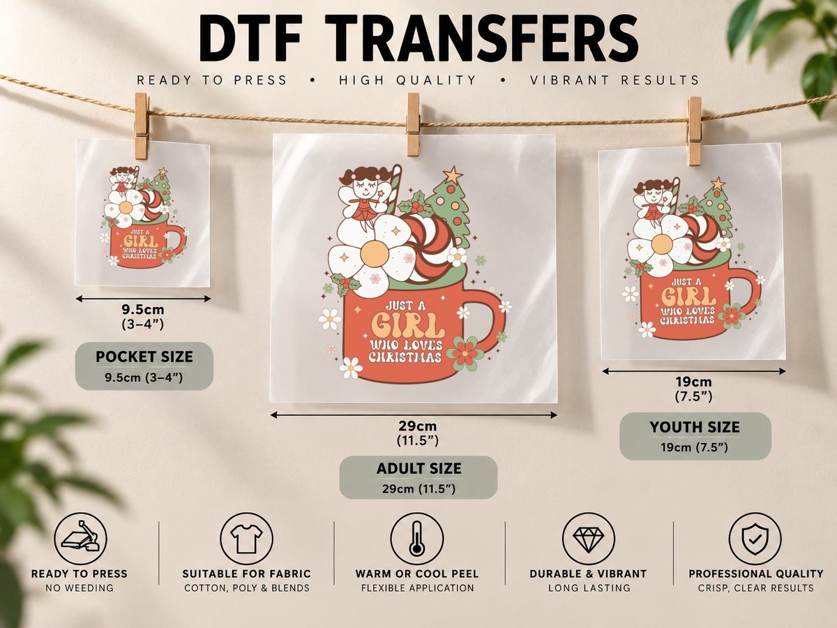 Just a Girl Who Loves Christmas DTF Transfer Iron On