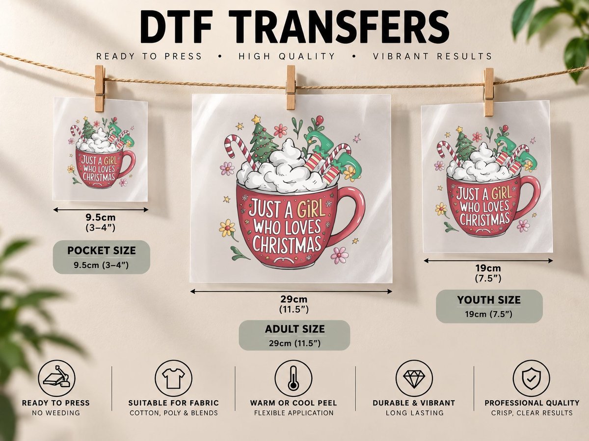 Just a Girl Who Loves Christmas Winter DTF Transfer Iron On