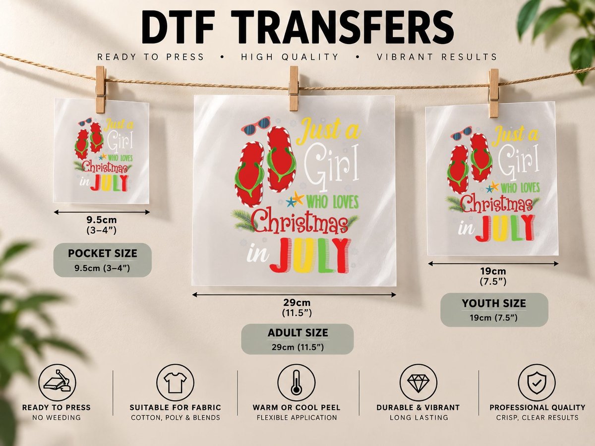 Just a Girl Who Loves Christmas in July Summer Gift DTF Transfer Iron On
