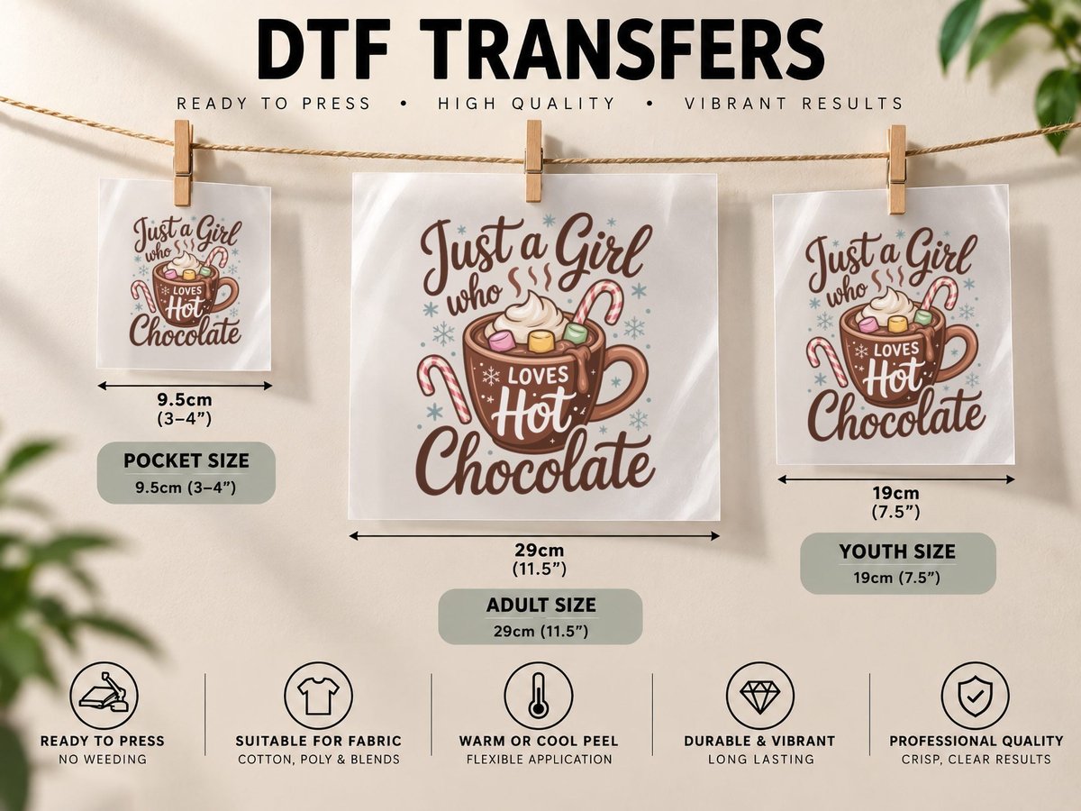 Just a Girl Who Loves Hot Chocolate Christmas, Funny Xmas DTF Transfer Iron On