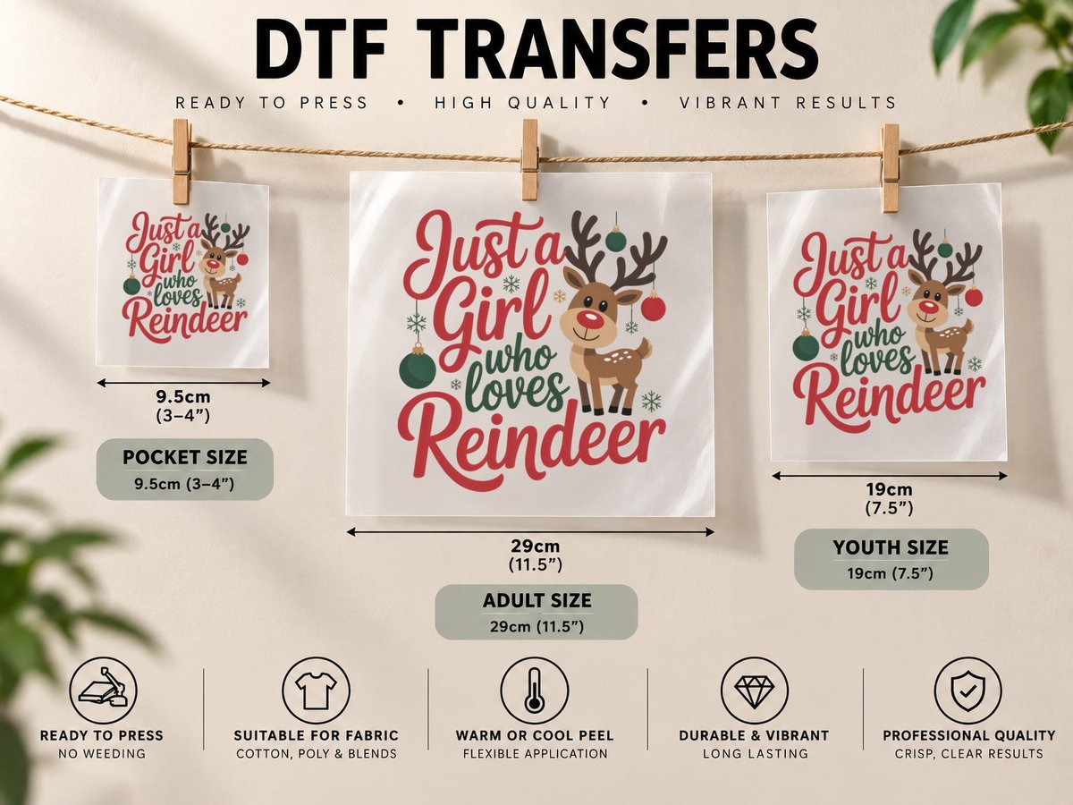 Just a Girl Who Loves Reindeer Christmas, Funny Xmas DTF Transfer Iron On