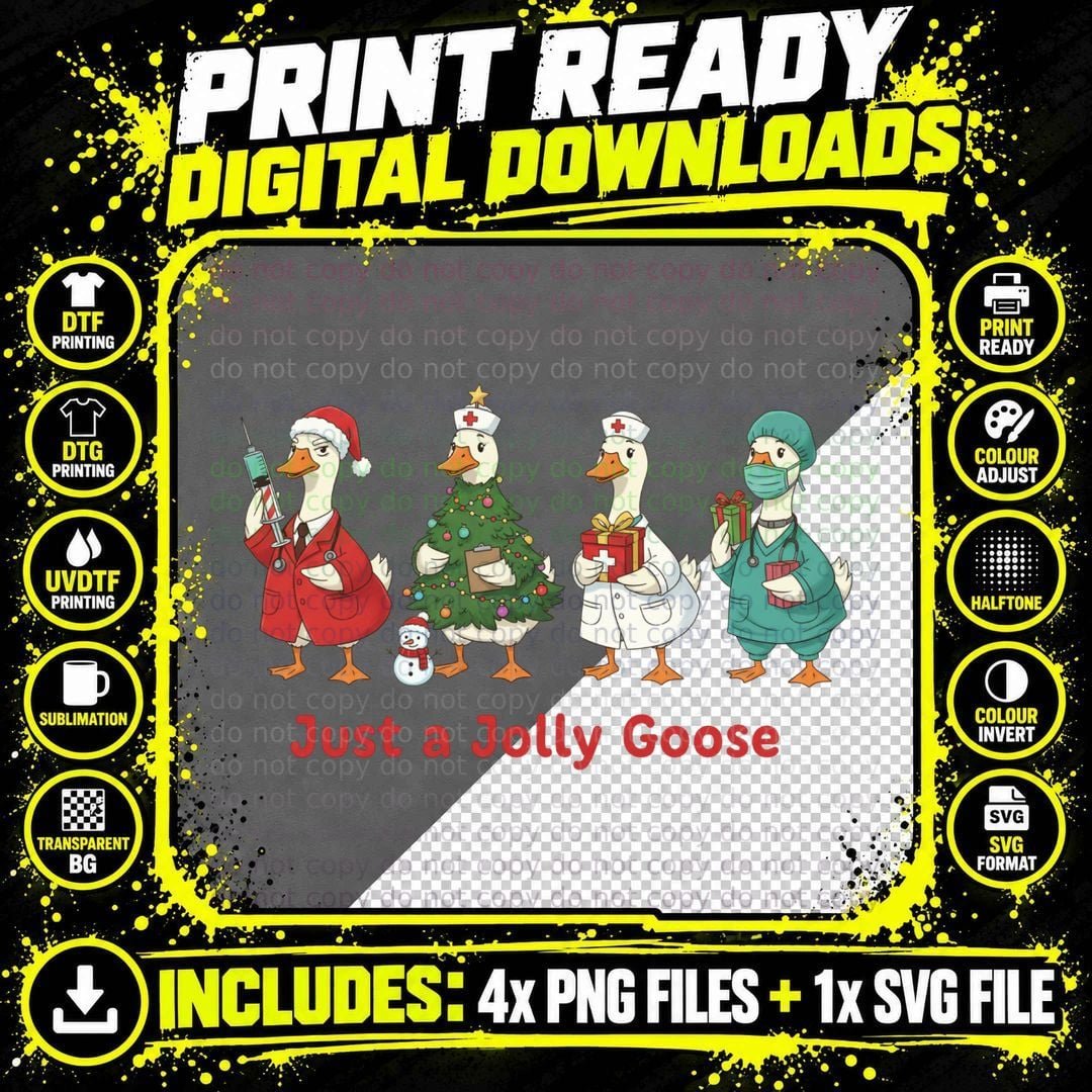 Just a Jolly Goose Christmas Design T-Shirt Png SVG Digital Bundle
