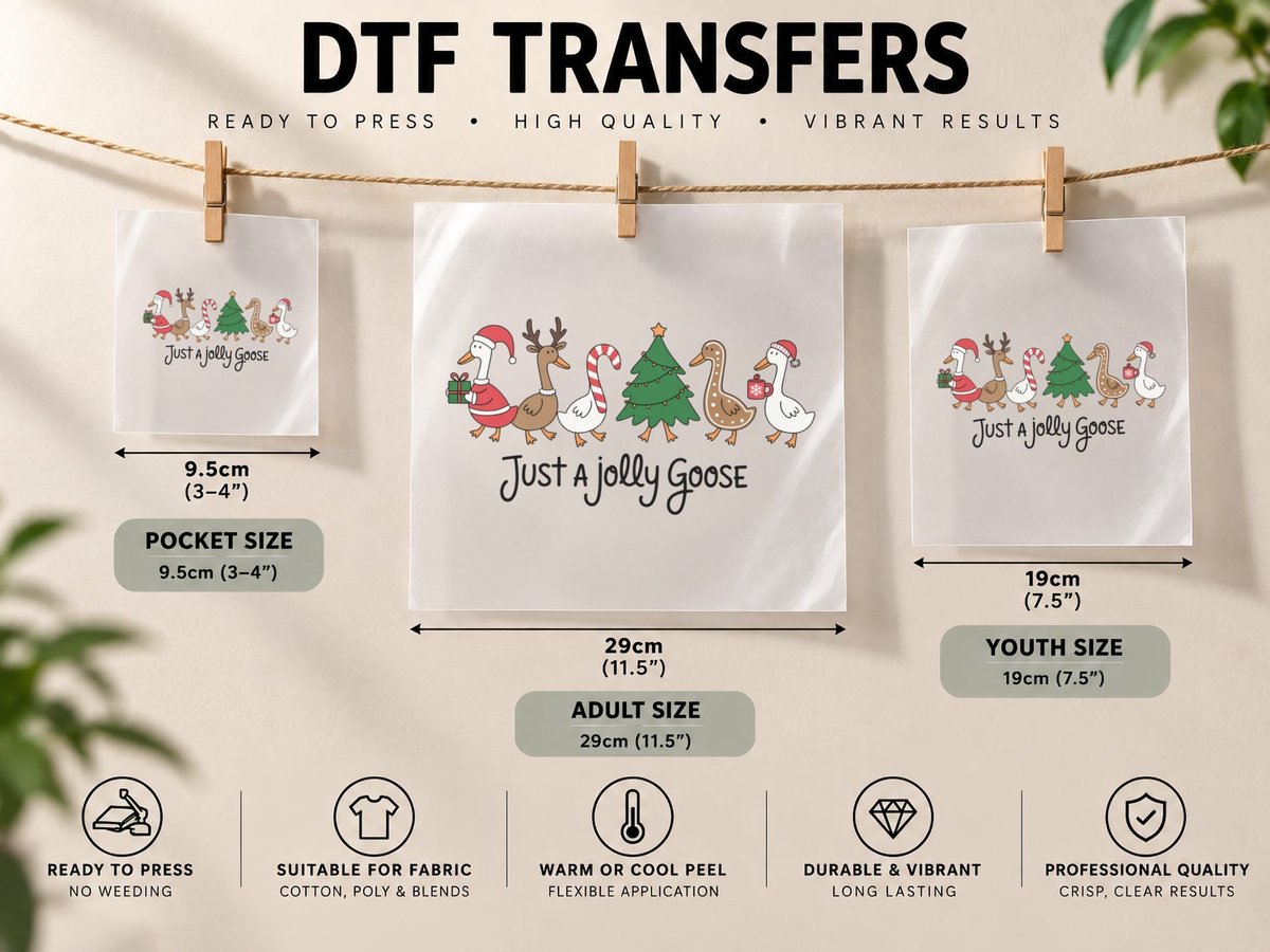 Just a Jolly Goose Christmas, Funny Xmas DTF Transfer Iron On