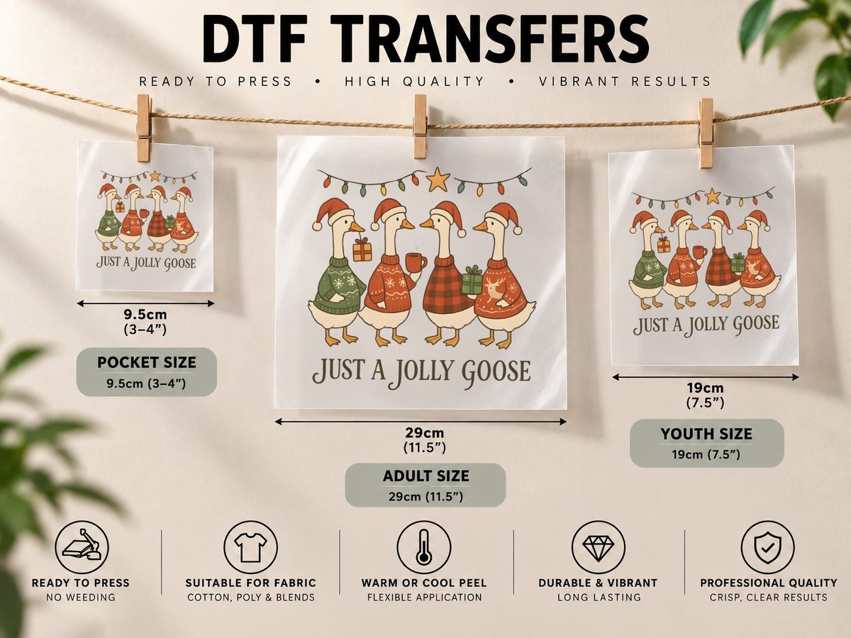 Just a Jolly Goose Christmas, Funny Xmas, Holiday Gift DTF Transfer Iron On