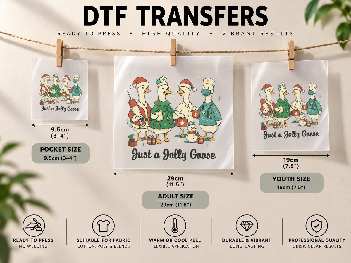 Just a Jolly Goose Christmas, Funny Xmas, Xmas Humor DTF Transfer Iron On