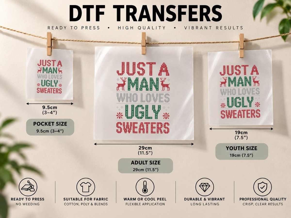 Just a Man Who Loves Ugly Christmas, Funny Xmas DTF Transfer Iron On